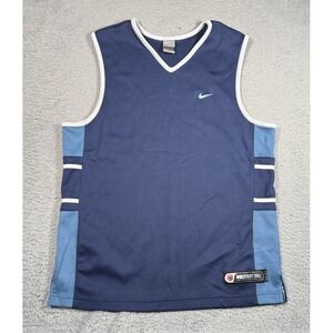 Vintage Y2K‎ Nike Basketball Jersey Mens Large Blue Swoosh Sleeveless Tank Top